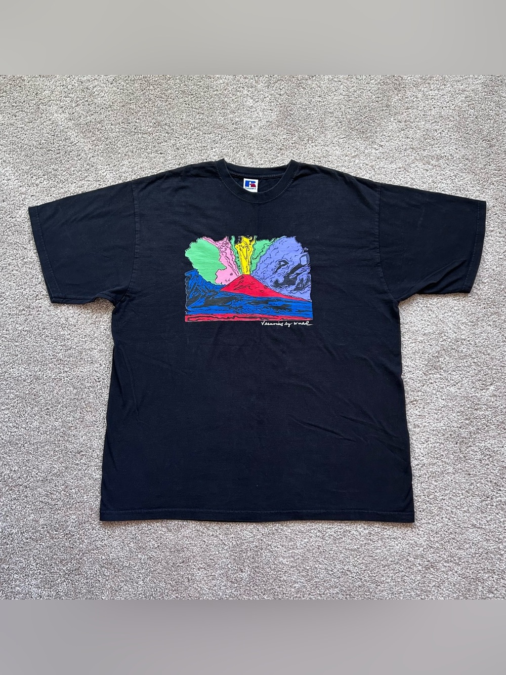 Andy Warhol Vesuvius T-Shirt Russell Athletic 2XL Black Pop Art Tee Vintage 90s